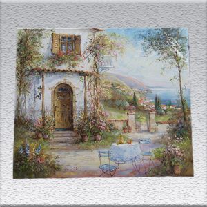Janez Knez: Blumenterrasse Ölgemälde, ungerahmt, 50 cm x 60 cm, 700,- €