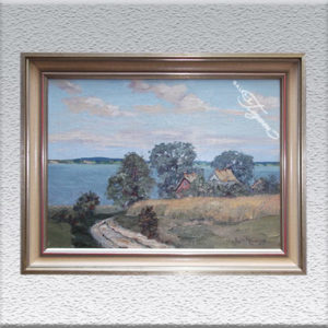 Hans Hentschke: Landschaft am Gewässer Ölgemälde, gerahmt, 62 x 82 cm 750,- €