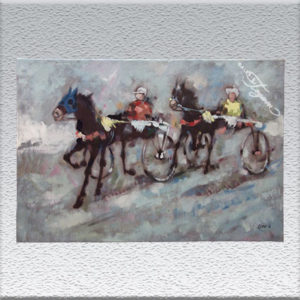 Körosh: 2 Traber Ölgemälde, ungerahmt, 50 x 100 cm, 1250,-€