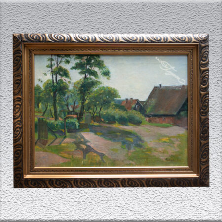 E. Schmacke: Sommertag im Dorf, Ölgemälde, alt gerahmt