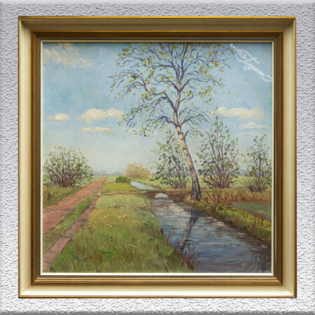 Martin Böttjer: Landschaft bei Bremen, Ölgemälde, gerahmt