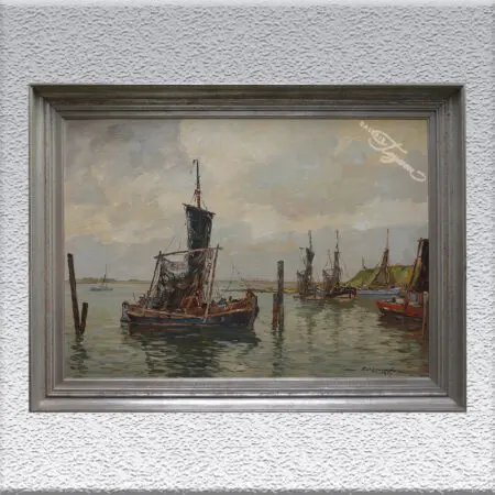 Paul-Ernst Wilke: Kutter im Sielhafen, 1951 Ölgemälde, ungerahmt