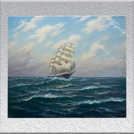 Schlünsen: Segelschiff, Ölgemälde, ungerahmt
